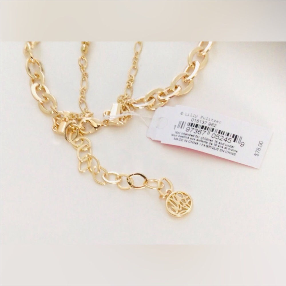 Lilly Pulitzer NECKLACE EARRINGS Set Via Flora Metallic Gold Tone New In Package - Picture 9 of 11
